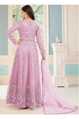 Pink Heavy Net Embroidered Glitter Cording Wedding Salwar Kameez