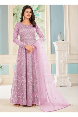 Pink Heavy Net Embroidered Glitter Cording Wedding Salwar Kameez