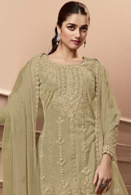 Pista Net Cording Embroidered Festive Wear Salwar Kameez