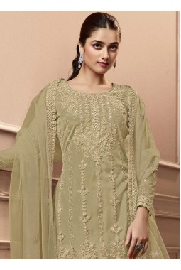 Pista Net Cording Embroidered Festive Wear Salwar Kameez