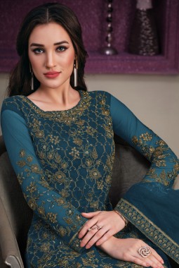 Rama Net Cording Embroidered Designer Salwar Kameez