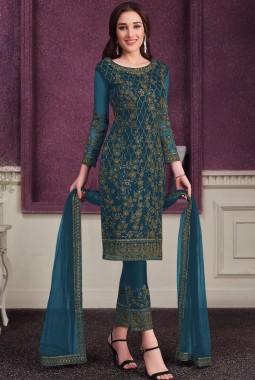 Rama Net Cording Embroidered Designer Salwar Kameez