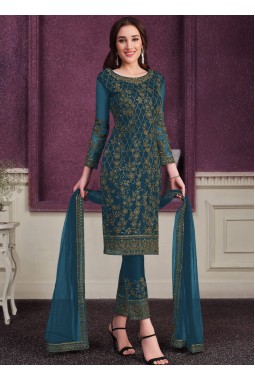 Rama Net Cording Embroidered Designer Salwar Kameez