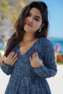 Navy Blue Pure Maslin Digital Print Anarkali Salwar Kameez