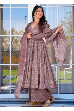 Baby Purple Pure Maslin Digital Print Anarkali Salwar Kameez