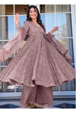 Baby Purple Pure Maslin Digital Print Anarkali Salwar Kameez