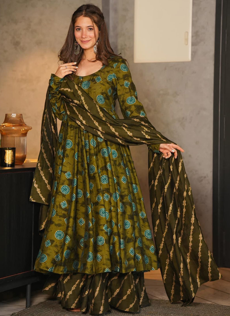 Deep Green Pure Maslin Digital Printed Salwar Kameez