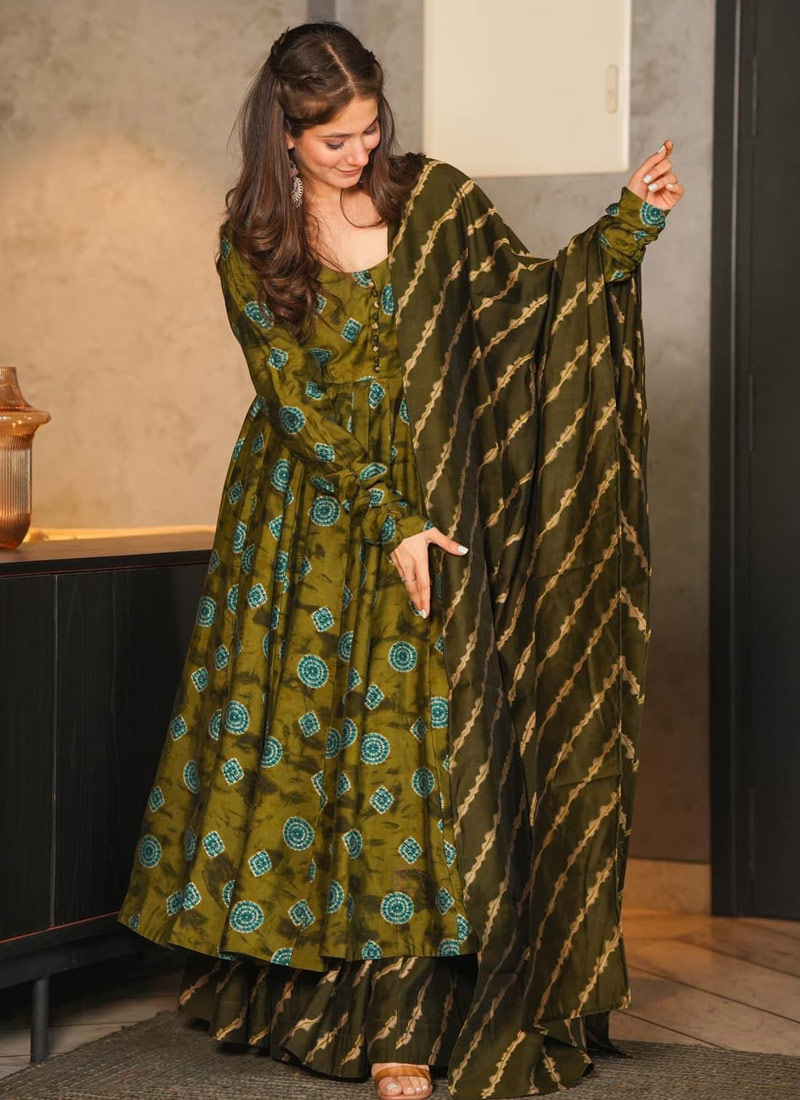 Deep Green Pure Maslin Digital Printed Salwar Kameez