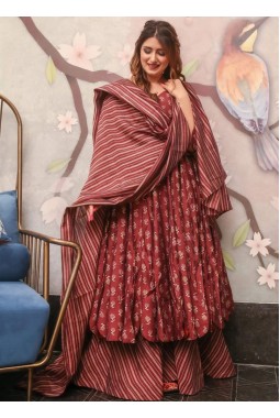 Maroon Pure Maslin Digital Printed Salwar Kameez