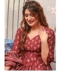 Maroon Pure Maslin Digital Printed Salwar Kameez