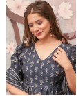 Cement Grey Pure Maslin Digital Printed Salwar Kameez