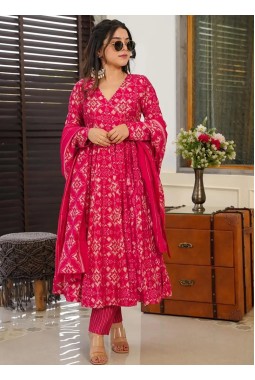 Red Pure Muslin Heavy Digital Print Casual Wear Anarkali Salwar Kameez