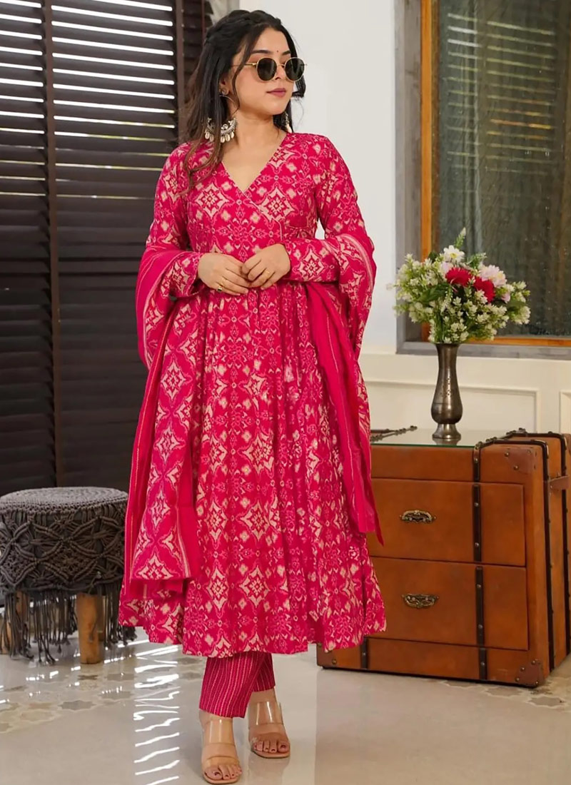 Red Pure Muslin Heavy Digital Print Casual Wear Anarkali Salwar Kameez