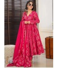 Red Pure Muslin Heavy Digital Print Casual Wear Anarkali Salwar Kameez