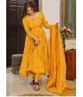 Yellow Pure Muslin Heavy Digital Print Casual Wear Anarkali Salwar Kameez