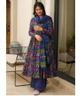 Royal Blue Pure Muslin Heavy Digital Print Casual Wear Anarkali Salwar Kameez