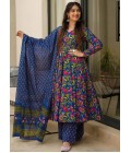 Royal Blue Pure Muslin Heavy Digital Print Casual Wear Anarkali Salwar Kameez