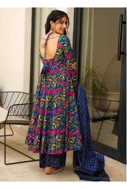 Royal Blue Pure Muslin Heavy Digital Print Casual Wear Anarkali Salwar Kameez