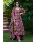 Pink Pure Muslin Heavy Digital Print Casual Wear Anarkali Salwar Kameez