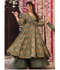 Green Pure Muslin Heavy Digital Print Casual Wear Anarkali Salwar Kameez