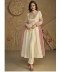 Off White Pure Silk Embroidered Wedding Salwar Kameez