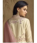 Off White Pure Silk Embroidered Wedding Salwar Kameez