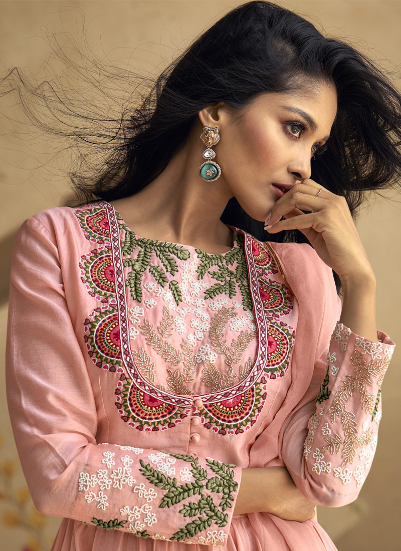 Pink Pure Silk Embroidered Wedding Salwar Kameez