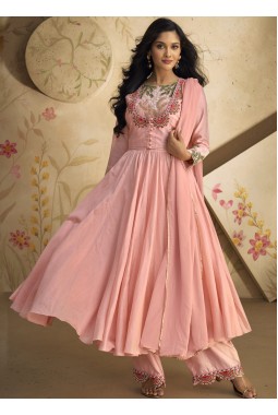 Pink Pure Silk Embroidered Wedding Salwar Kameez
