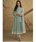 Blue Pure Silk Embroidered Wedding Salwar Kameez