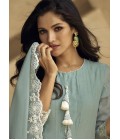 Blue Pure Silk Embroidered Wedding Salwar Kameez