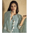 Blue Pure Silk Embroidered Wedding Salwar Kameez