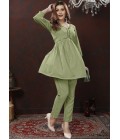 Green Cotton Handwork Casual Co-Ord Set