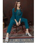 Royal Blue Cotton Handwork Casual Co-Ord Set