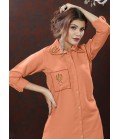 Peach Cotton Handwork Casual Co-Ord Set