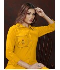 Mustard Cotton Handwork Casual Co-Ord Set