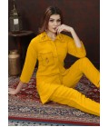 Mustard Cotton Handwork Casual Co-Ord Set