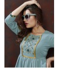 Blue Cotton Handwork Casual Co-Ord Set