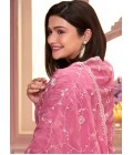 Pink Silk Georgette Thread Embroidered Wedding Salwar Kameez