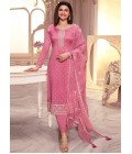 Pink Silk Georgette Thread Embroidered Wedding Salwar Kameez