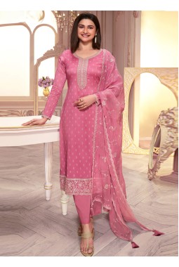Pink Silk Georgette Thread Embroidered Wedding Salwar Kameez