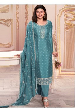 Blue Silk Georgette Embroidered Wedding Salwar Kameez