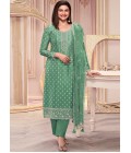 Green Silk Georgette Embroidered Wedding Salwar Kameez