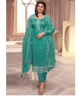 Turquoise Blue Silk Georgette Embroidered Wedding Salwar Kameez