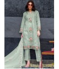 Sea Green Organza Sequins Embroidered Casual Wear Salwar Kameez