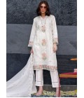 White Organza Embroidered Casual Wear Salwar Kameez