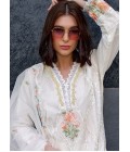 White Organza Embroidered Casual Wear Salwar Kameez