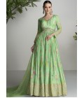 Sea Green Chinnon Handwork Wedding Gown