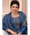 Royal Blue Silk Georgette Embroidered Wedding Salwar Kameez