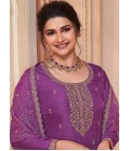 Lavender Silk Embroidered Wedding Salwar Kameez