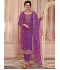 Lavender Silk Embroidered Wedding Salwar Kameez